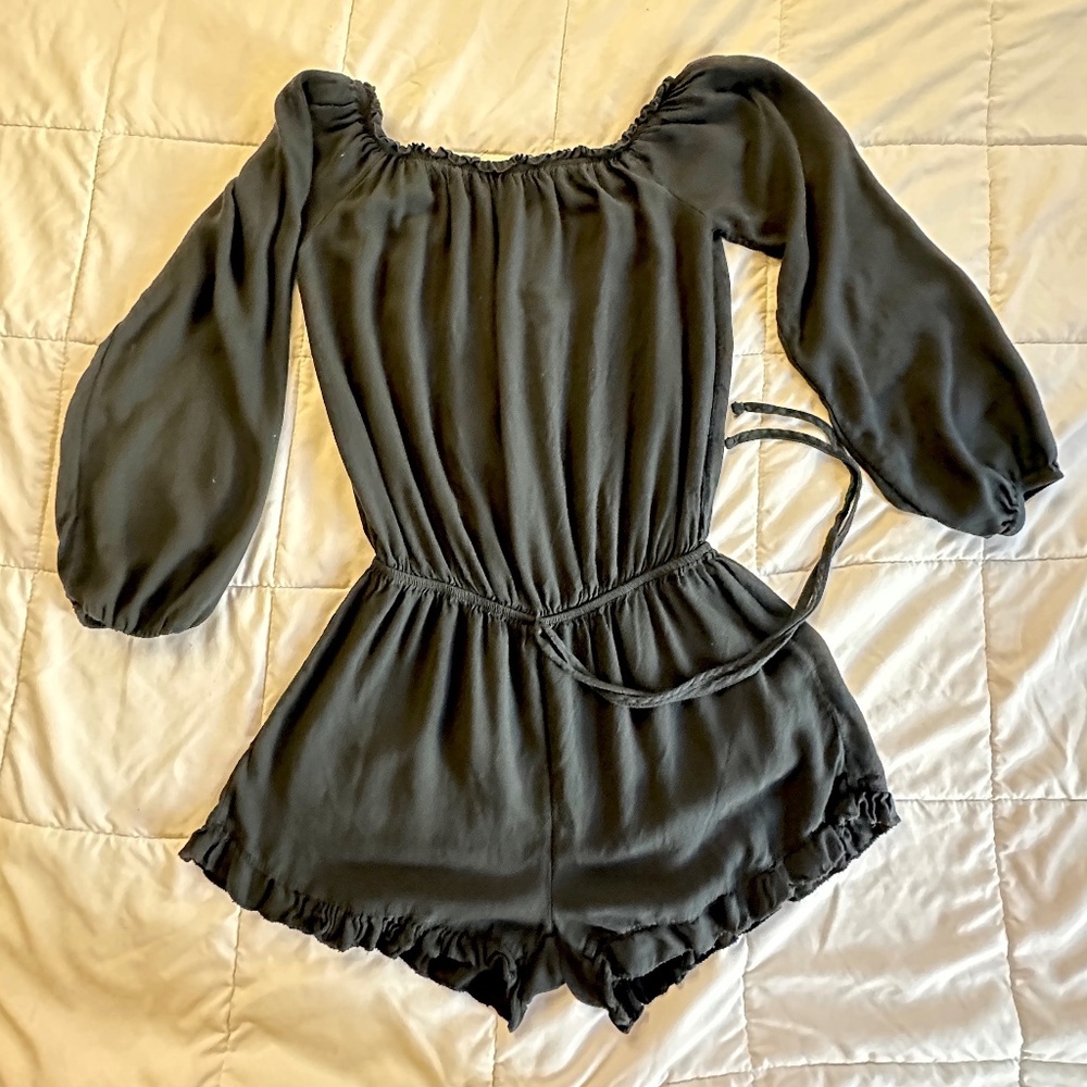 Brandy Melville Black Romper with Frills